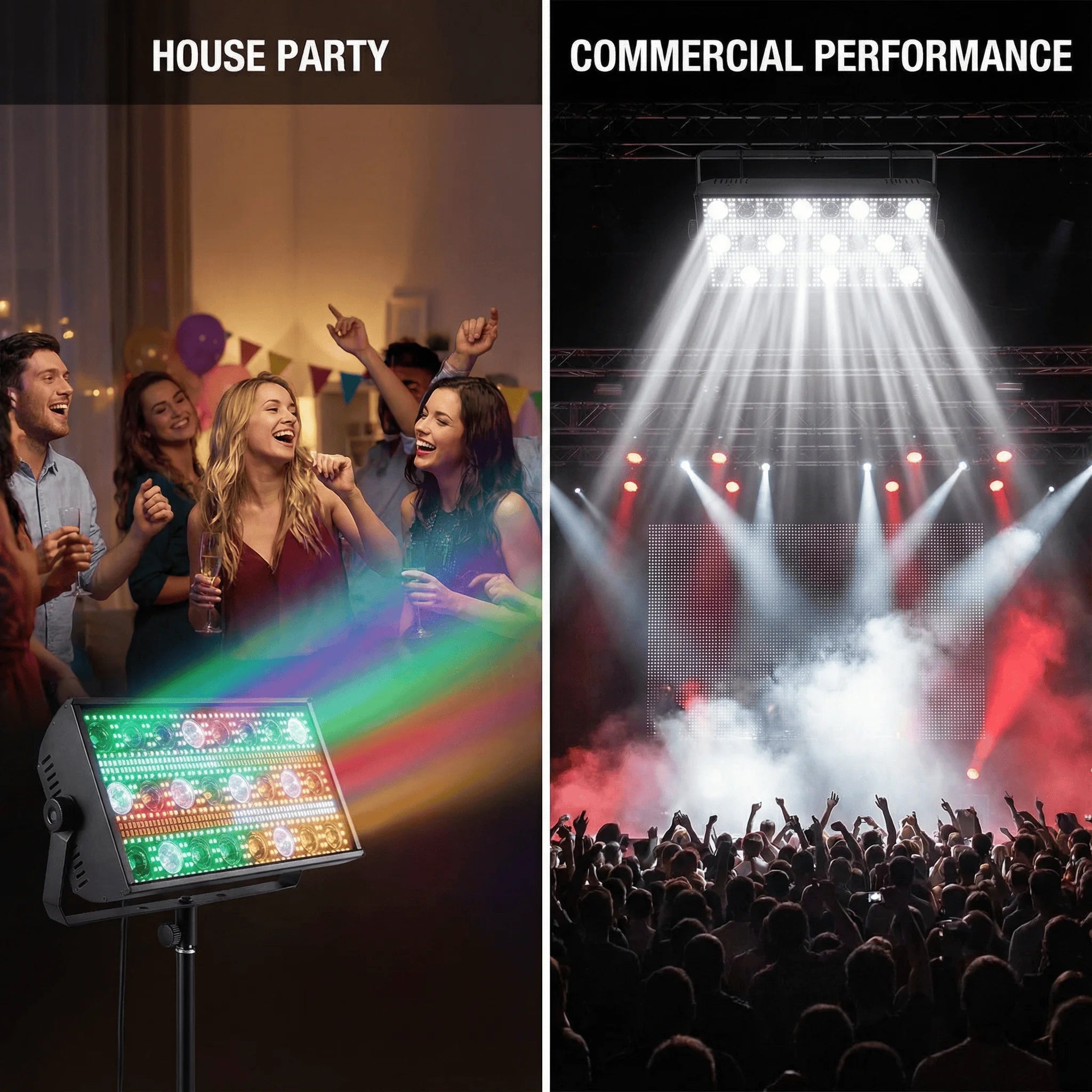 4-Pack 300W LED Beam & Strobe Stage Lights — Professional RGBW 4-in-1 Wash Lights with DMX512 & 67 Auto Effects