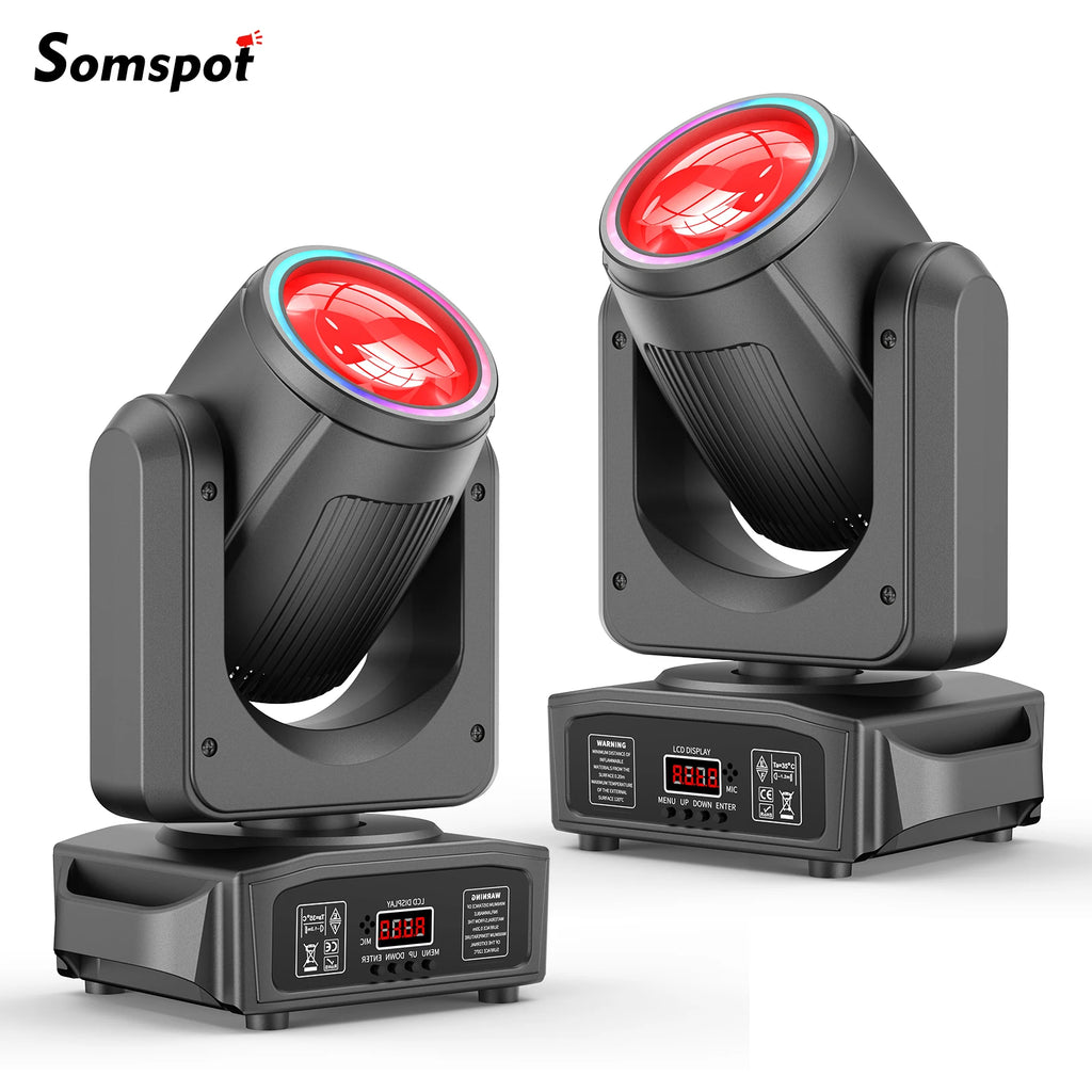 Somspot 2 Pcs LED Moving Head Lights 150W Stage Lighting Effect Projector RGB Pattern Light