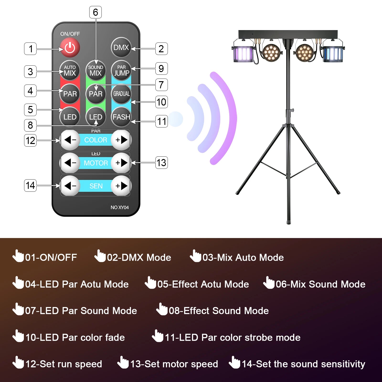 Somspot 2-in-1 RGBW Stage Light — Par + Sword Beam Combo with Stand