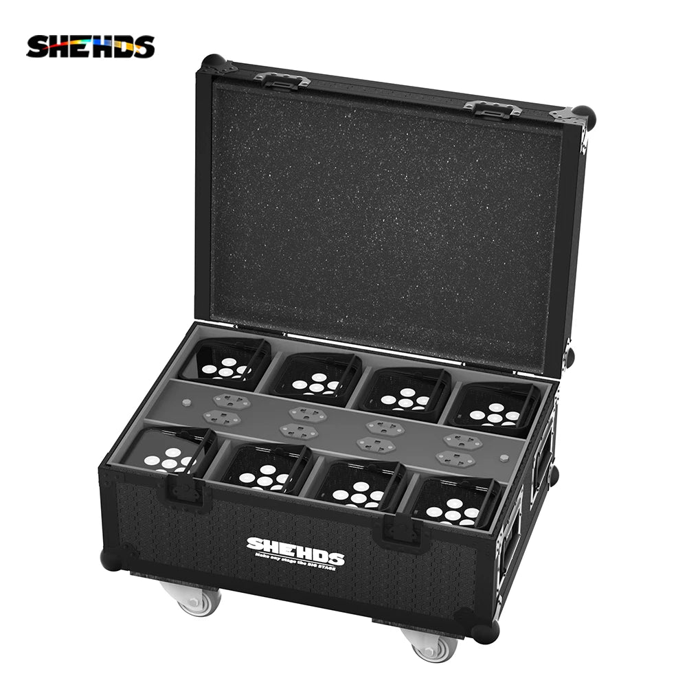 SHEHDS 8/10 Pcs 6x18w Wireless Battery Par With Flight Case RGBWA+UV WIFI APP Control Light For DJ Disco Wedding Stage Lighting