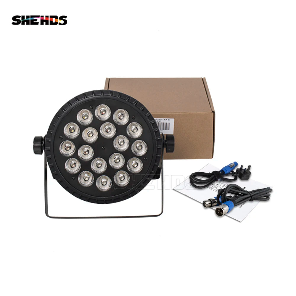 SHEHDS 4/6pcs LED 18x18W RGBWA+UV Cast Aluminum Par Lighting Color Mixing Silent