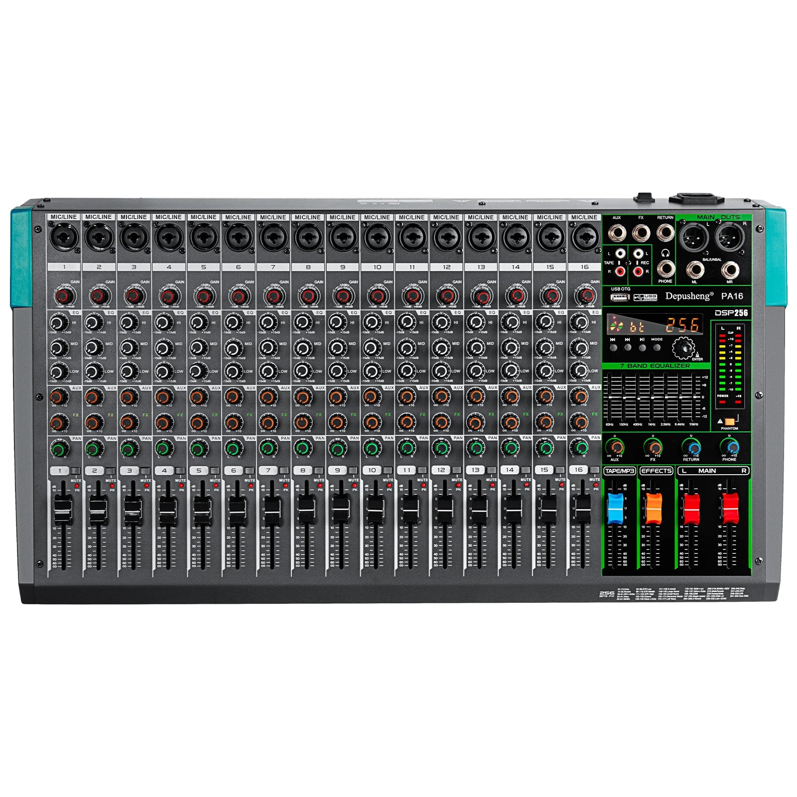 6/8/12/16 Channels Audio Sound Mixer USB 48V Phantom Power 256 DSP Effects Sound Table