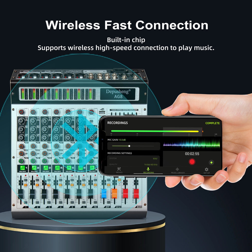 Depusheng 8 or 12 Channel Mixer Professional audio console mixer