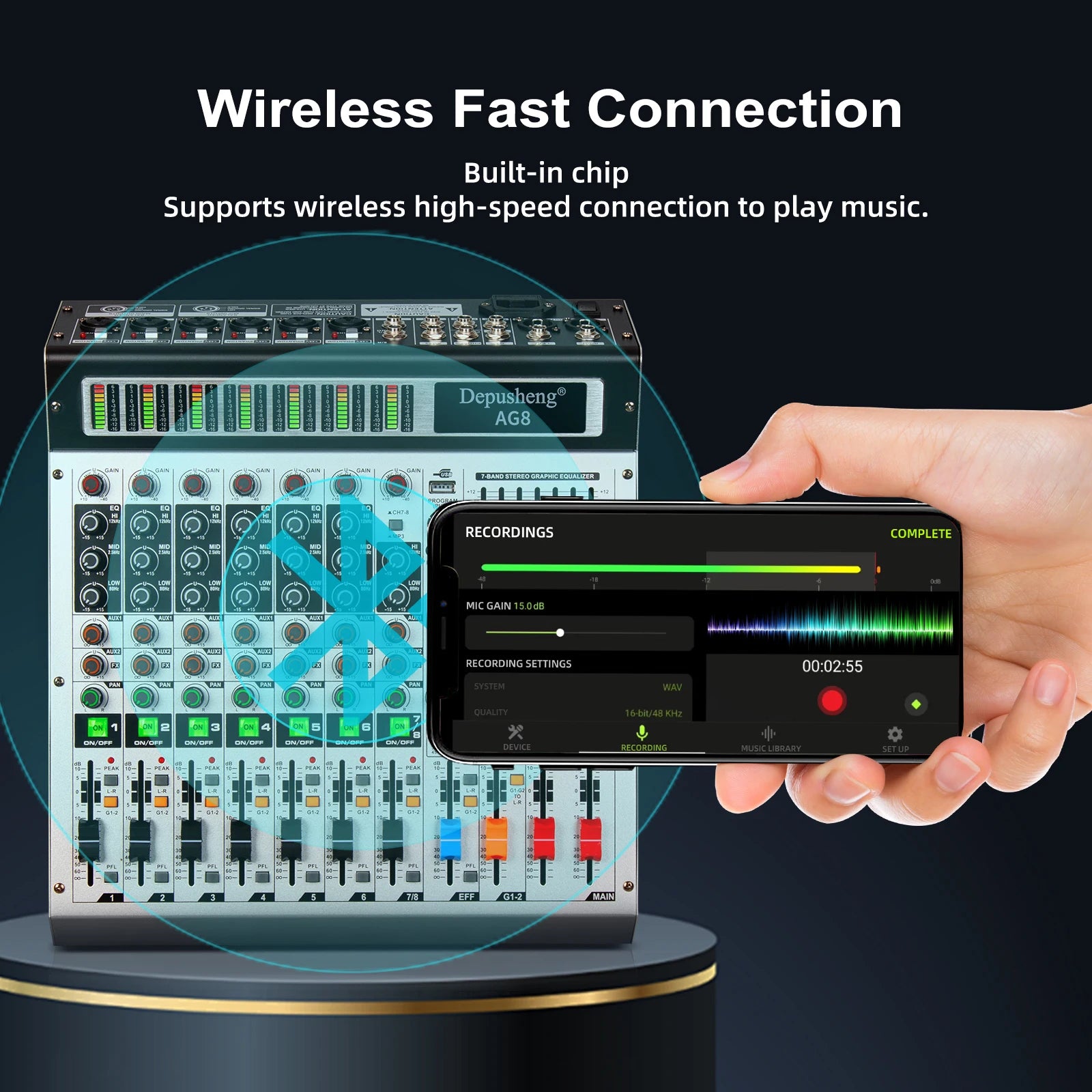 Depusheng 8 or 12 Channel Mixer Professional audio console mixer