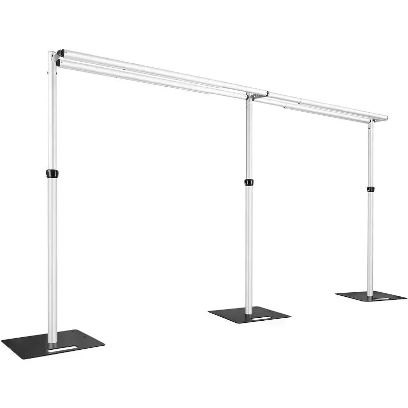 Adjustable Pipe & Drape Backdrop Stand — Portable Aluminum, 10x10ft & 10x20ft for Weddings