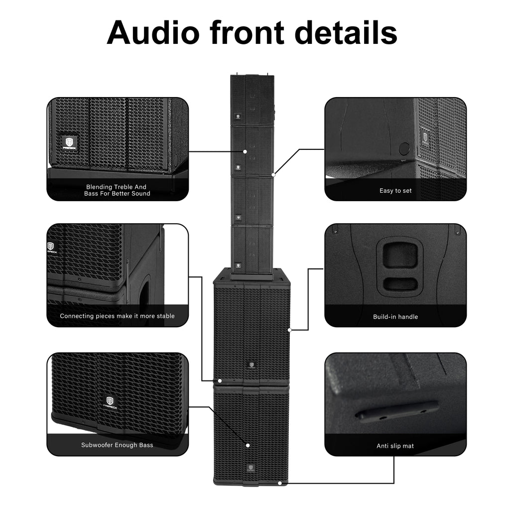 PRORECK 8000W Line Array PA System Bundle with Dual 12" Subwoofers