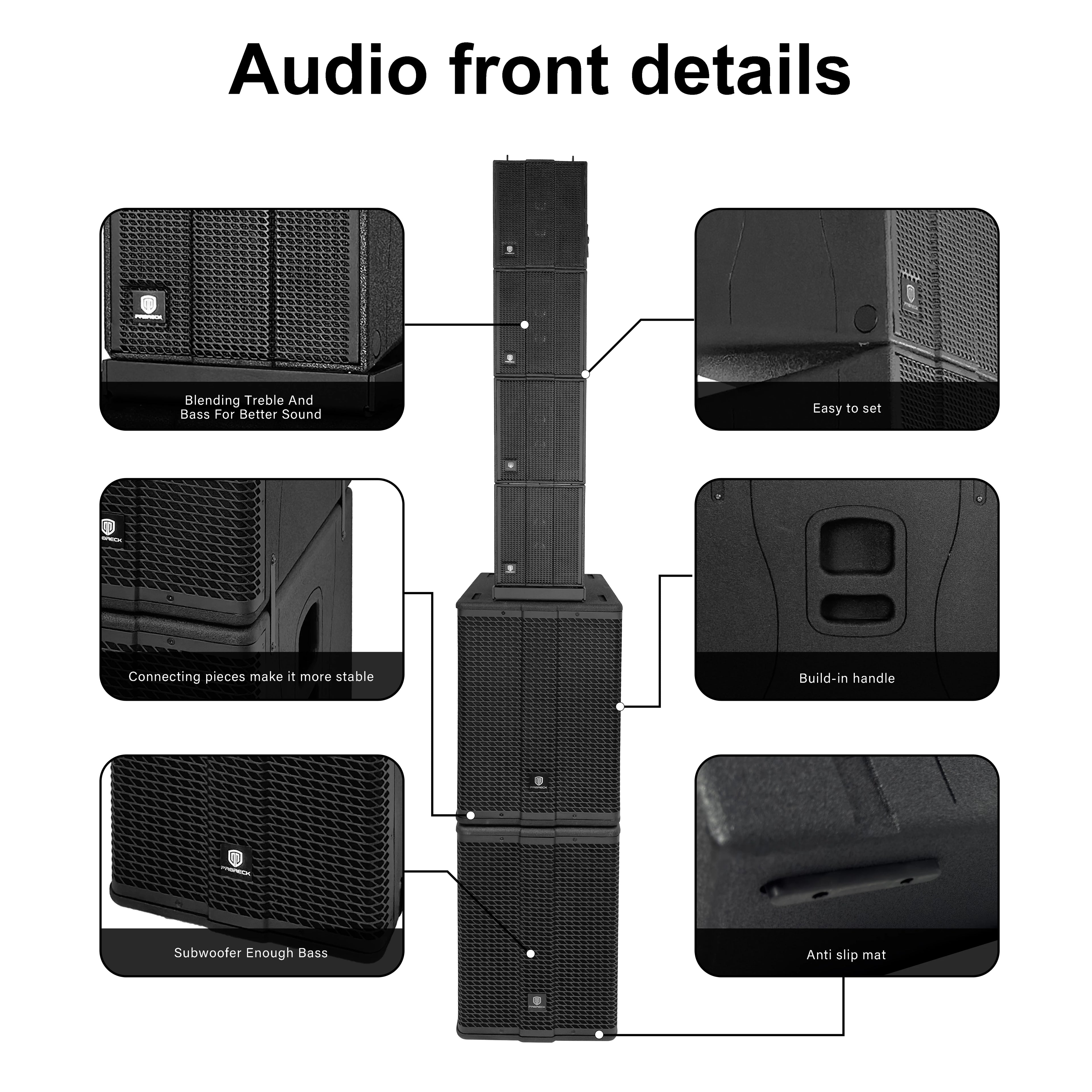 PRORECK 8000W Line Array PA System Bundle with Dual 12" Subwoofers