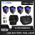 4 pcs Wireless Battery Par Lights with Bag 6x18W 6 in 1 Remote