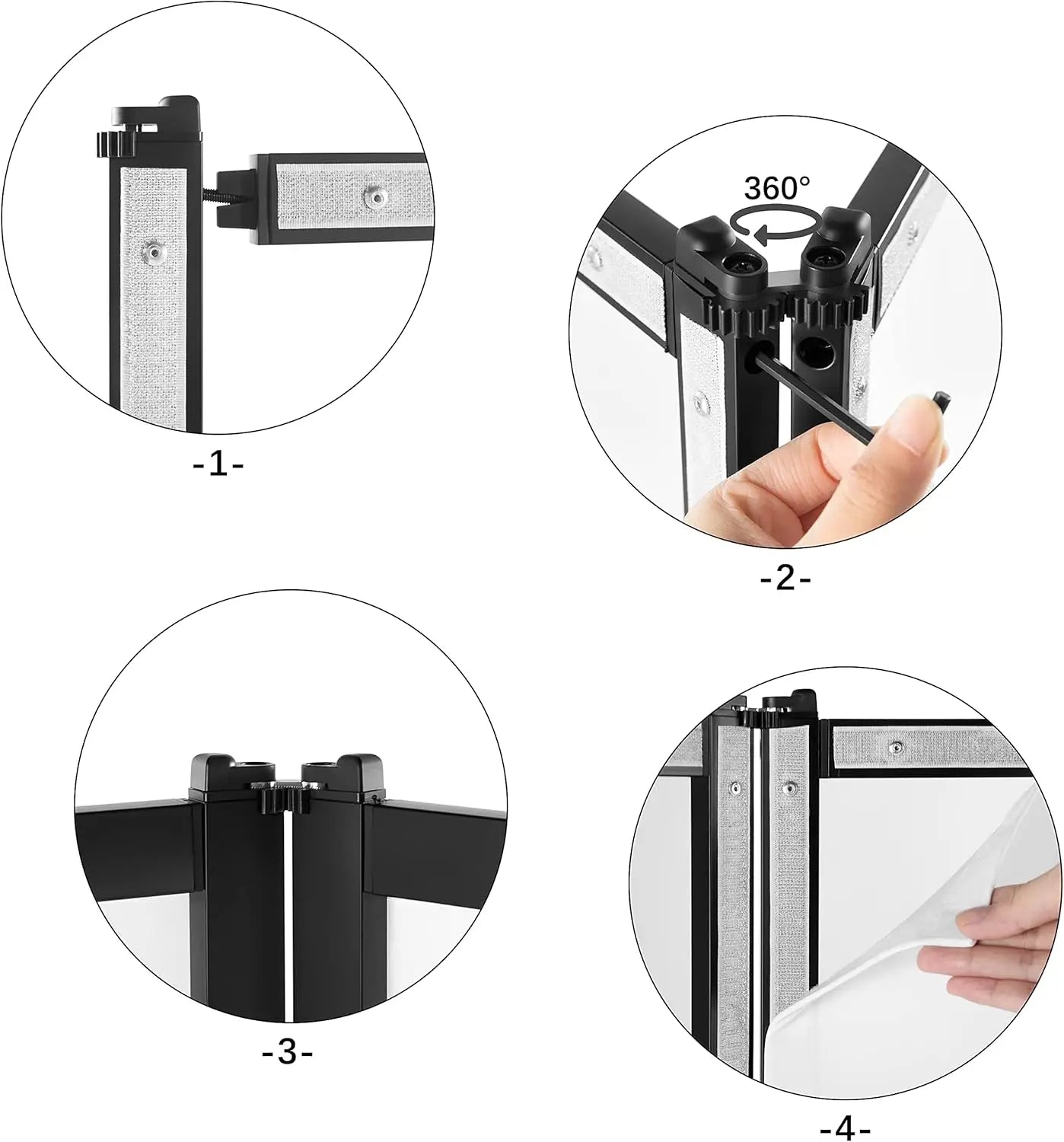 PRORECK DJ Foldable Facade Portable Event Booth Panels 4 Detachable Black Metal Frame Projector Display Scrim Panel withCarryBag