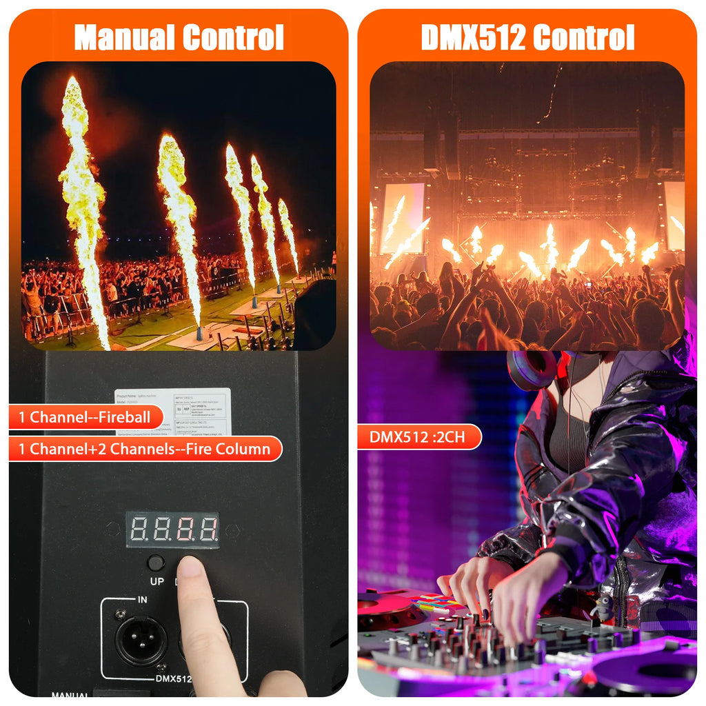 U`King 80W Flame Machine — True Fire Column with DMX512 & Remote for Outdoor Shows
