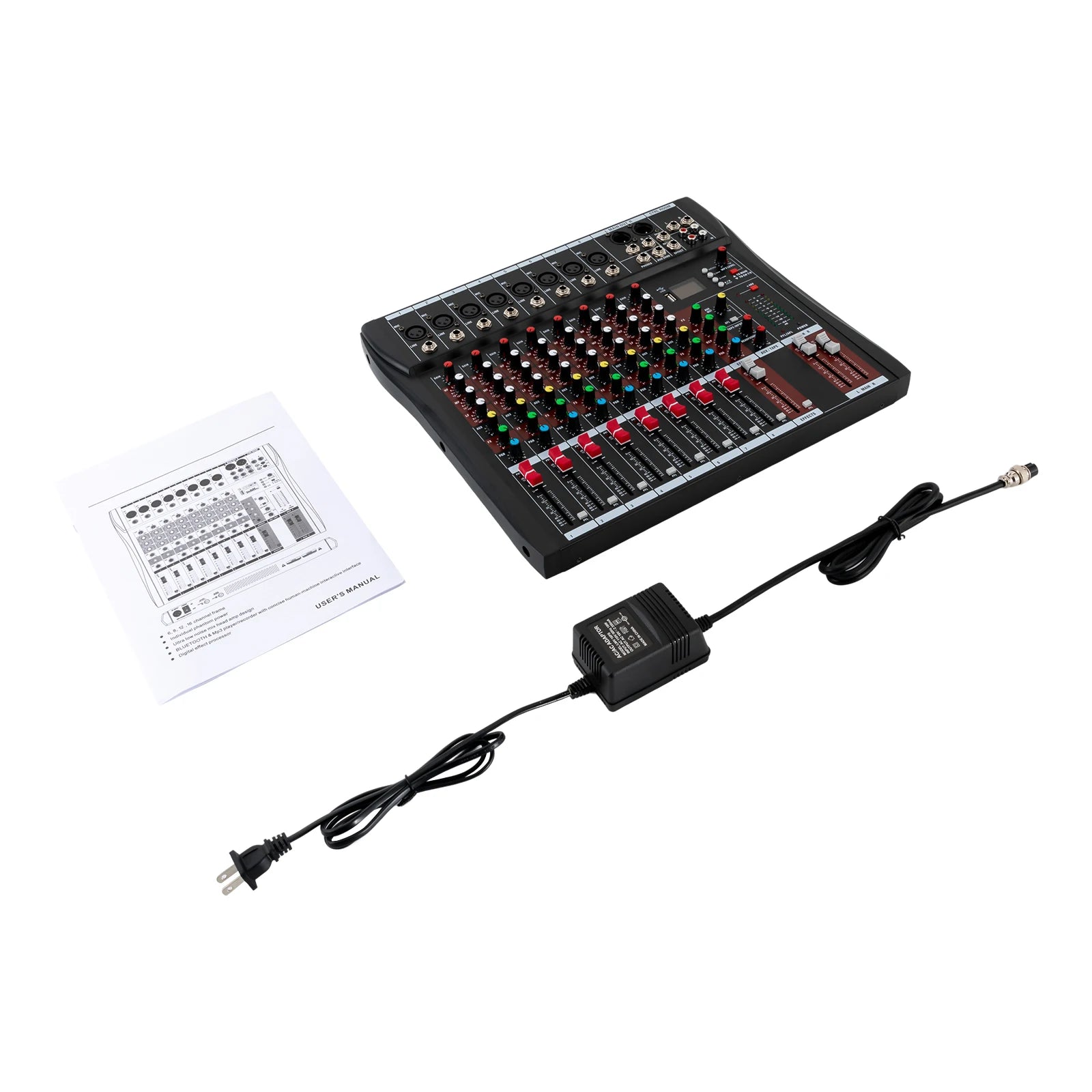 7/8-Channel Professional Mixer Soundboard Console with Bluetooth USB PC Recording Input XLR Microphone Jack