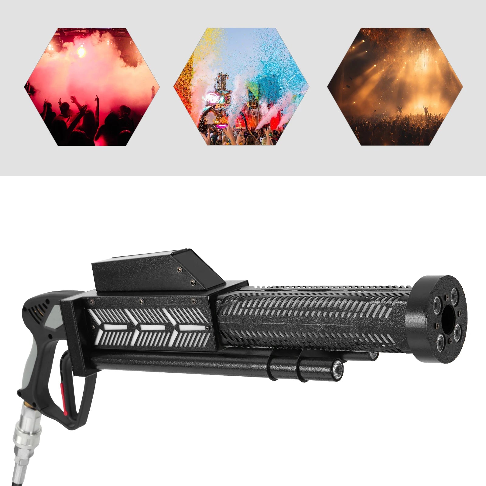 Gatling CO2 Fog Machine LED RGB Light Handheld Smoke Cannon Atmosphere Effect Fogger