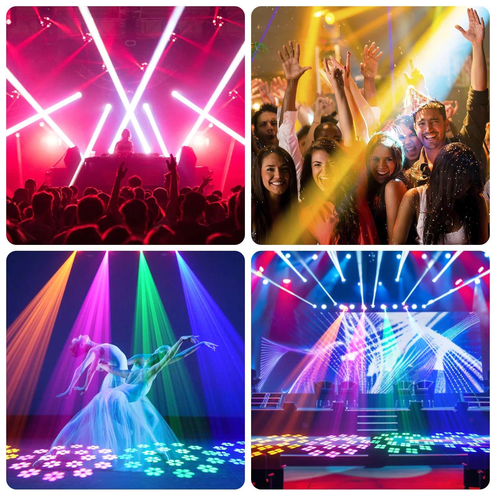 Somspot 2 Pcs LED Moving Head Lights 150W Stage Lighting Effect Projector RGB Pattern Light
