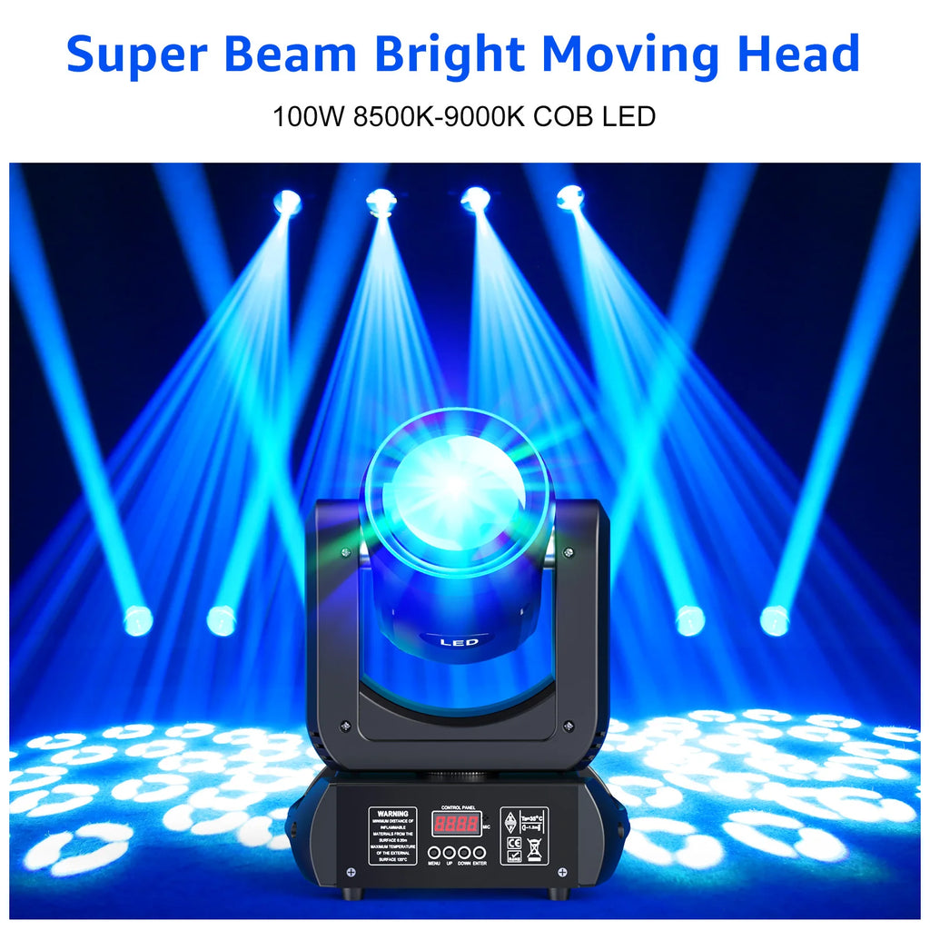 U'King 4 Pcs Beam Moving Head Lights 18 Prism 8 Gobo Stage Lights DMX512