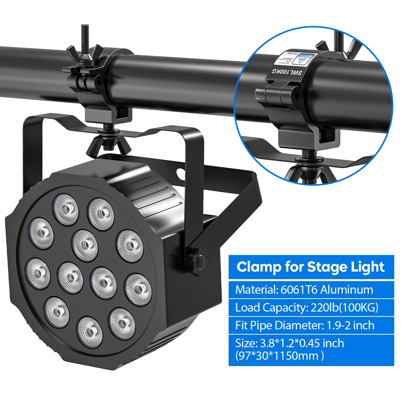 Yiflamefly 10-Pack Black Truss Clamps — Hanging Hooks for Par Lights, String Lights & Projectors