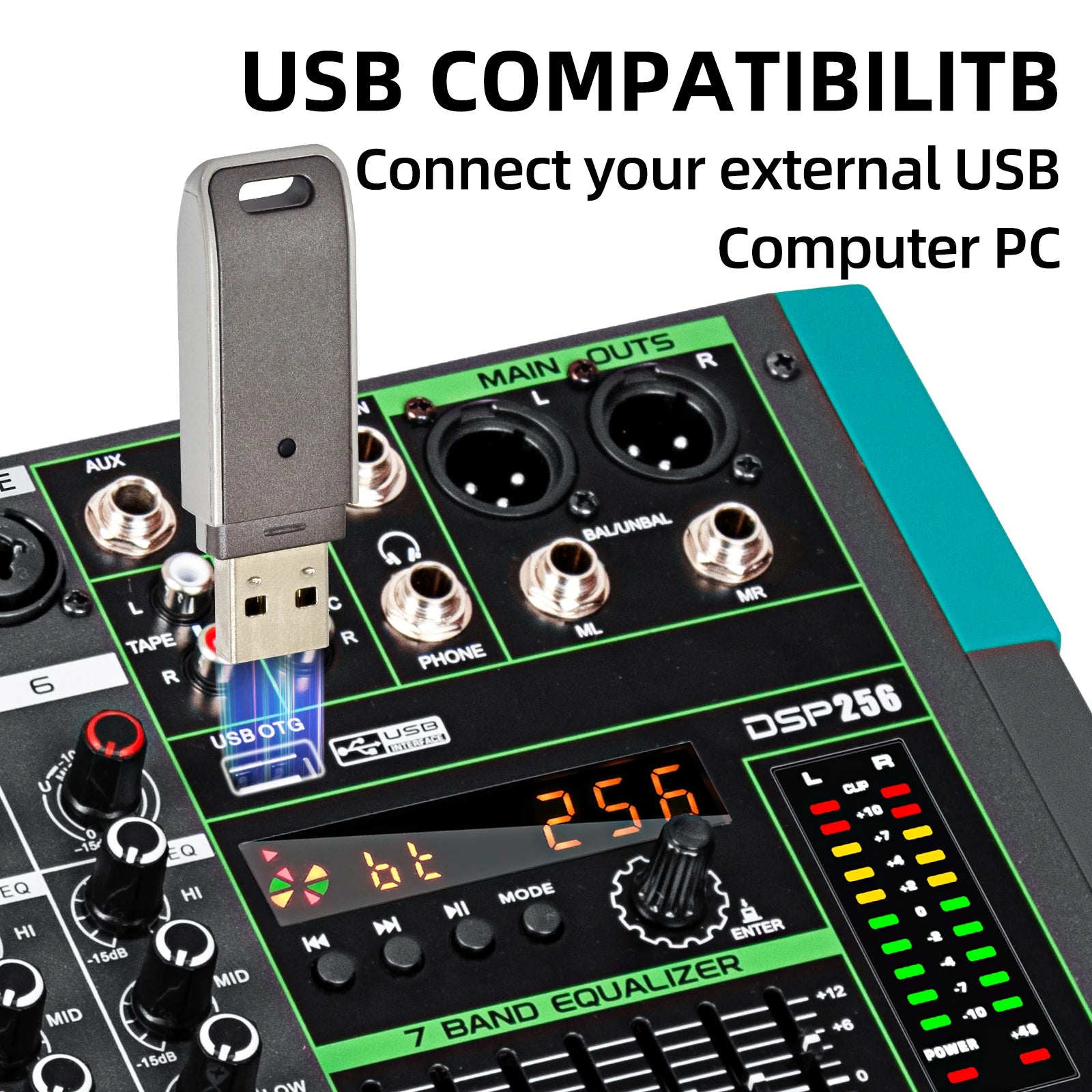 Professional Audio Mixer MG6 6 Channel Sound Board Console Built-in 256 Reverb Effect