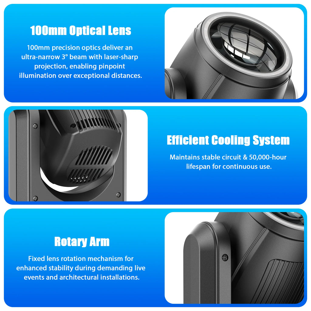 Somspot 2 Pcs LED Moving Head Lights 150W Stage Lighting Effect Projector RGB Pattern Light