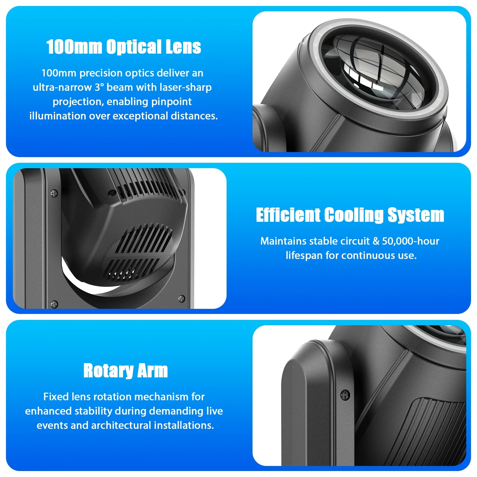 Somspot 2 Pcs LED Moving Head Lights 150W Stage Lighting Effect Projector RGB Pattern Light