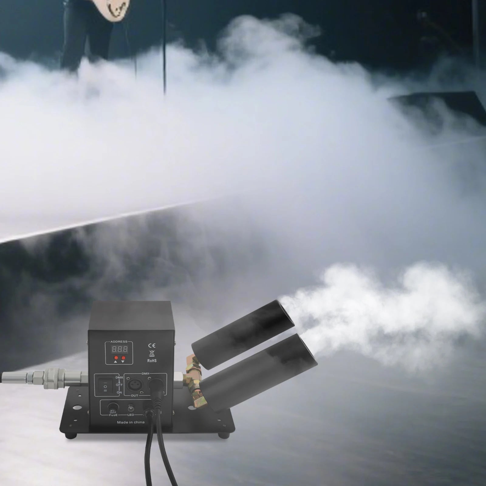 Dual-Nozzle CO2 Jet Fog Machine 150W — 20-26ft Blast for Concerts, Bars & Venues