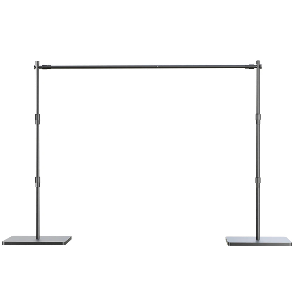 Heavy Duty Backdrop Stand 7.9x9.8ft — Photo Background Support with Wheels & Double Crossbar Options