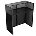 Portable DJ Booth Stand — Foldable Metal Frame DJ Table with Black & White Scrims & Carry Bag