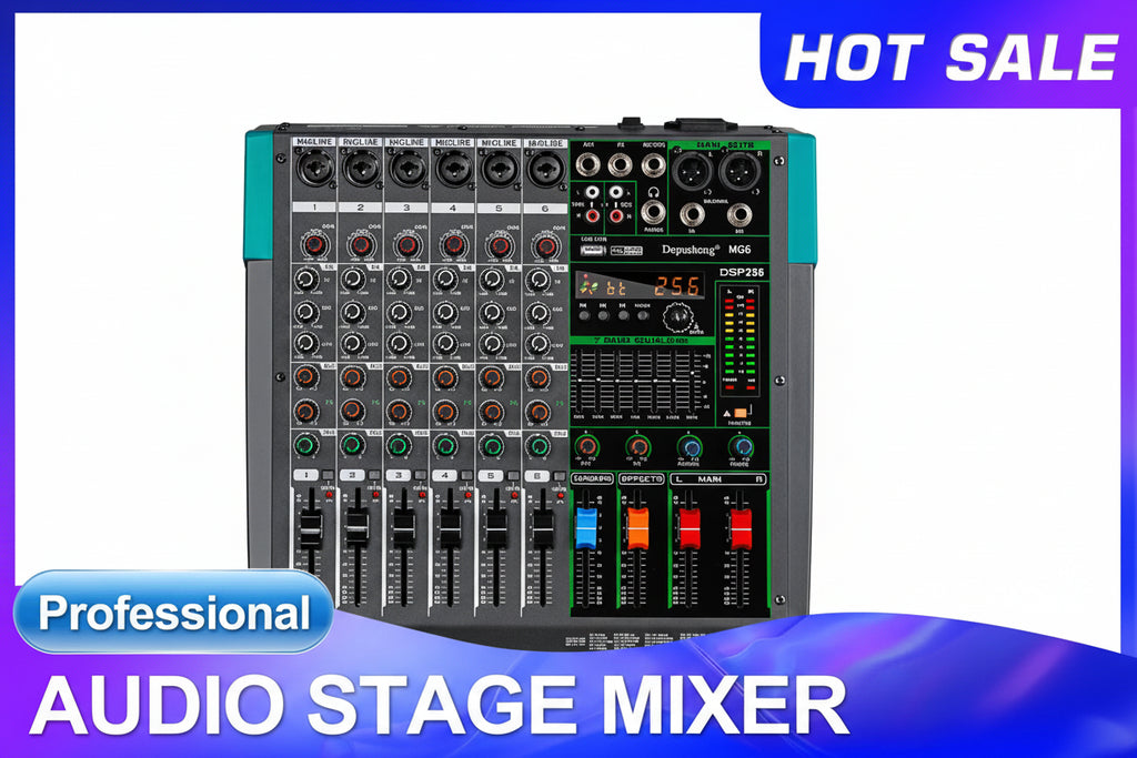 Professional Audio Mixer MG6 6 Channel Sound Board Console Built-in 256 Reverb Effect